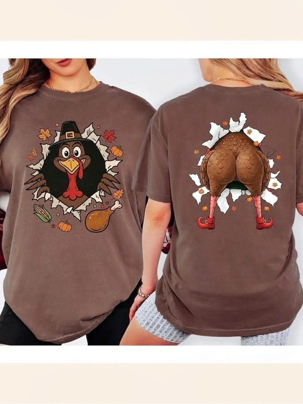 Turkey Graphic Tee in Brown, Thanksgiving T-Shirt